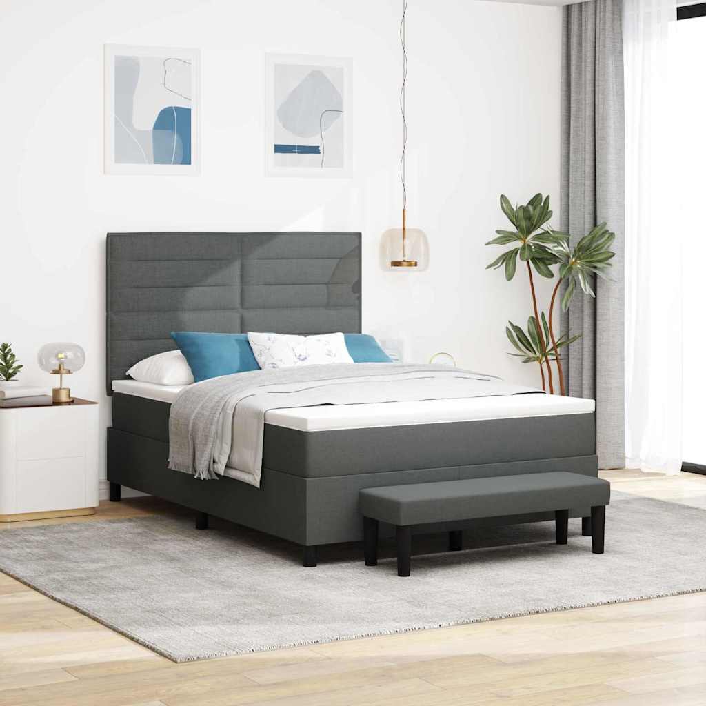 Box Spring Bed with Mattress Dark Grey 152 x 200 cm Fabric
