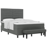 Box Spring Bed with Mattress Dark Grey 152 x 200 cm Fabric - Front View