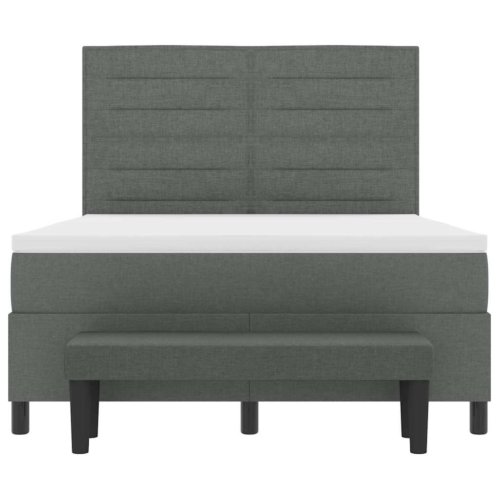 Box Spring Bed with Mattress Dark Grey 152 x 200 cm Fabric