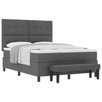 Box Spring Bed with Mattress Dark Grey 137 x 190 cm Fabric