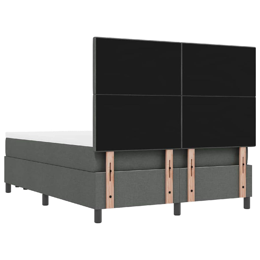 Box Spring Bed with Mattress Dark Grey 137 x 190 cm Fabric