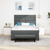 Box Spring Bed with Cushion Dark Grey 152 x 200 cm Fabric