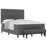 Box Spring Bed with Cushion Dark Grey 152 x 200 cm Fabric