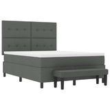 Box Spring Bed with Cushion Dark Grey 152 x 200 cm Fabric - 45-Degree Angle