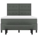 Box Spring Bed with Cushion Dark Grey 152 x 200 cm Fabric - Low Angle