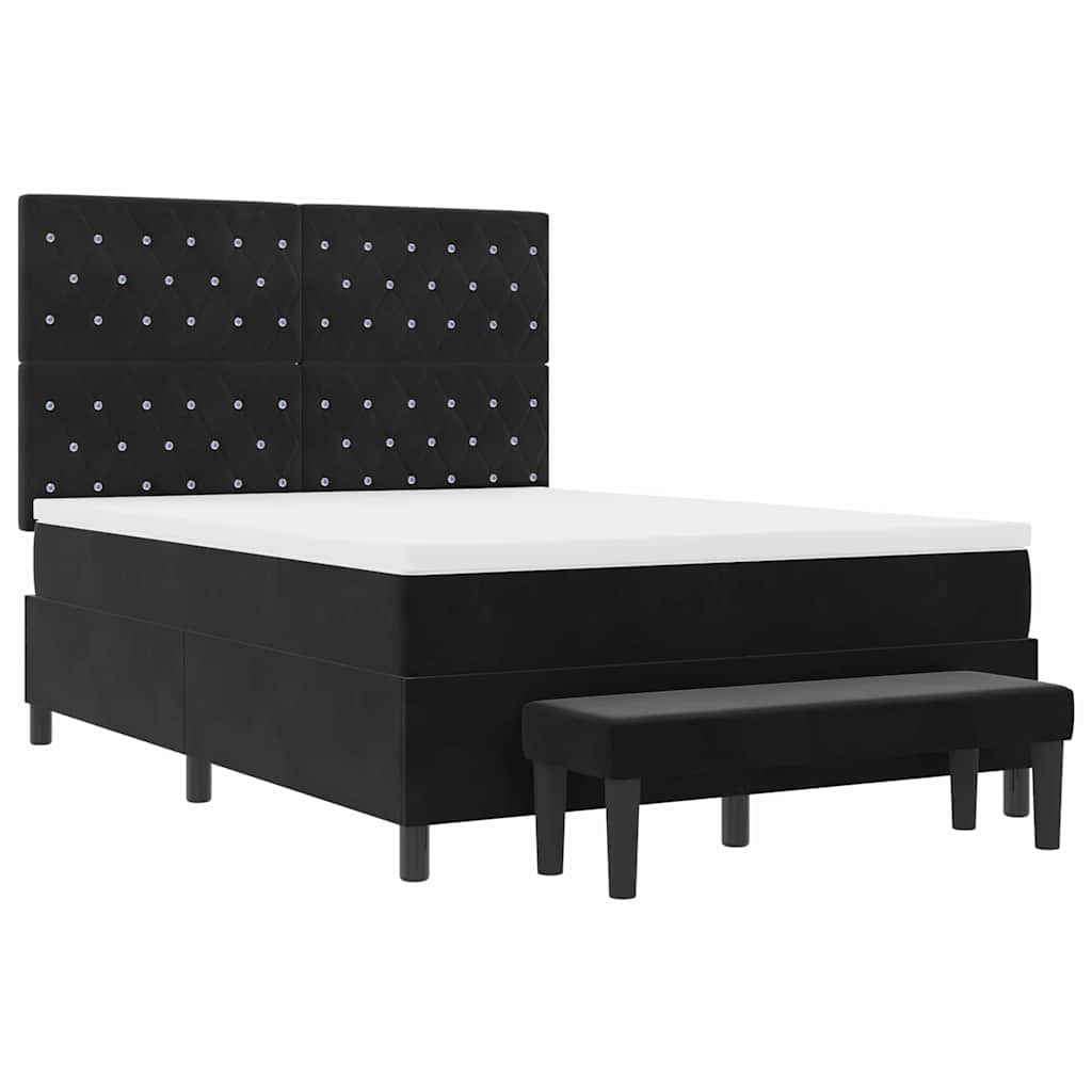 Box Spring Bed Geometric Black and White 203 x 152 x 128 cm