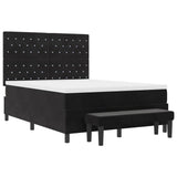 Box Spring Bed Geometric Black and White 203 x 152 x 128 cm - Close-Up Angle