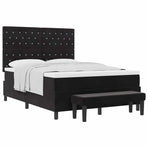 Box Spring Bed Black and White 152 x 203 cm Velvet