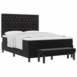 Box Spring Bed Geometric Black and White 203 x 152 x 128 cm - Side View