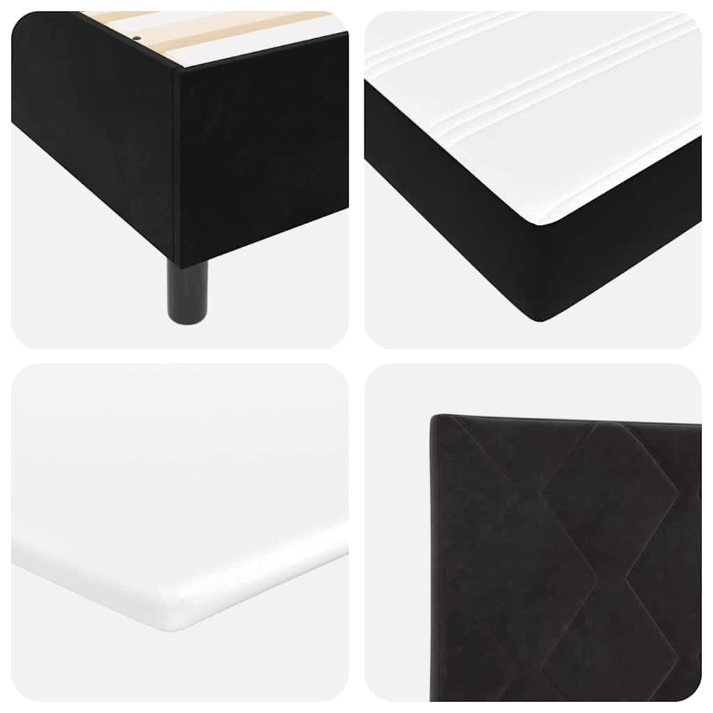 Box Spring Bed Black and White 137 x 187 cm Velvet
