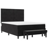 Box Spring Bed Black and White 137 x 187 cm Velvet
