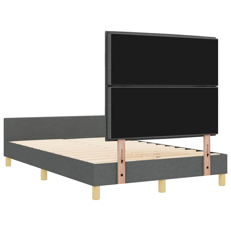Bed Frame with Headboard Dark Grey 137 x 190 cm Fabric