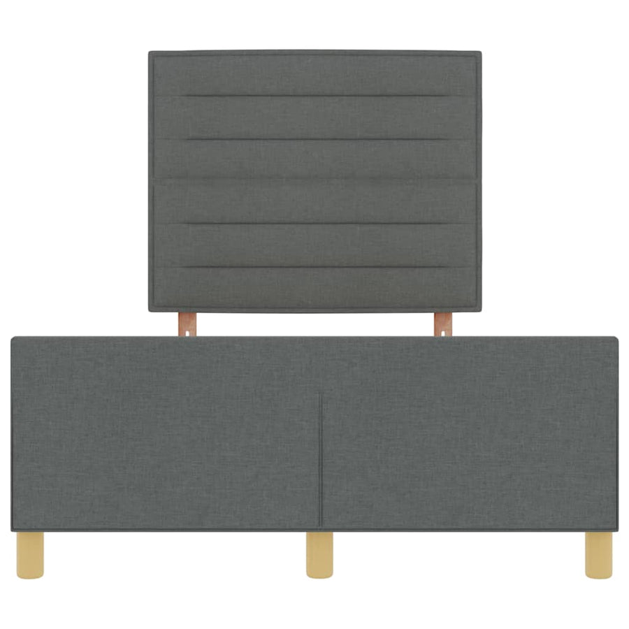 Bed Frame with Headboard Dark Grey 137 x 190 cm Fabric