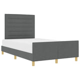 Bed Frame with Headboard Dark Grey 152 x 203 cm Fabric