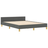 Bed Frame with Headboard Dark Grey 152 x 203 cm Fabric - Top-Down View