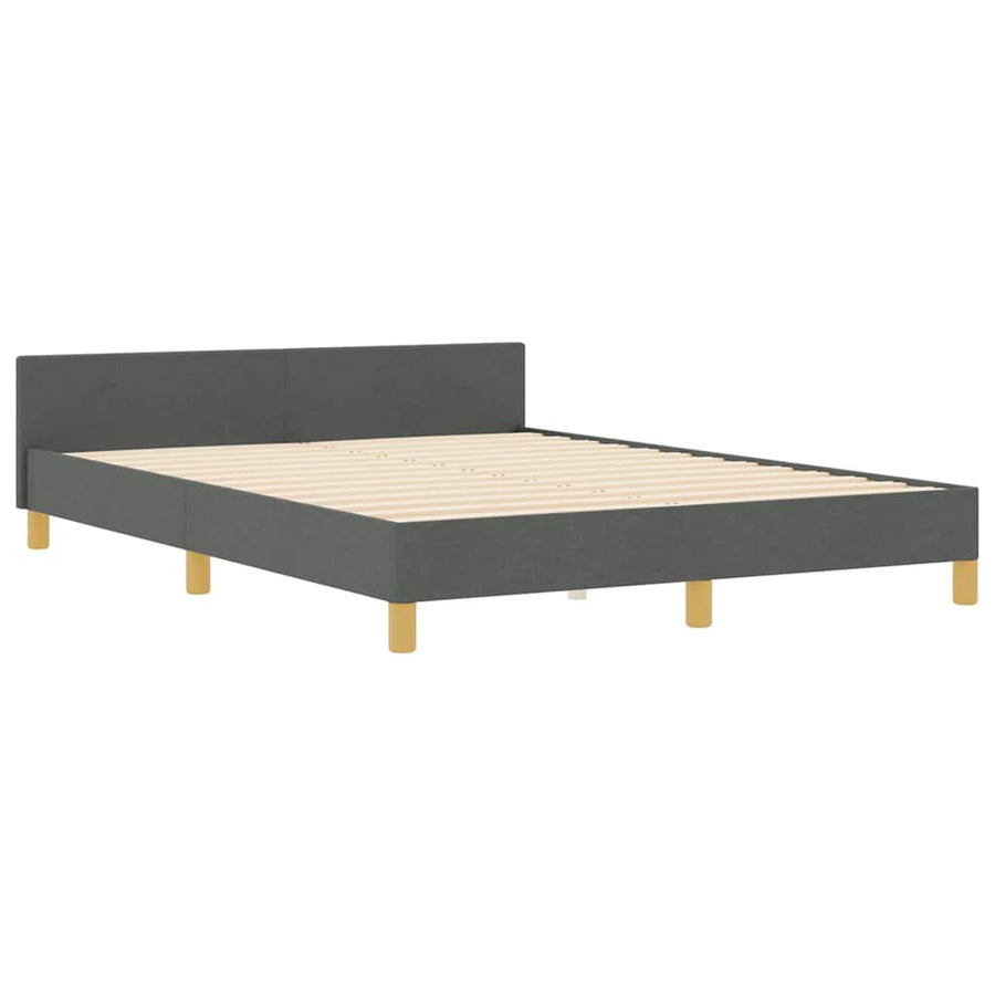 Bed Frame with Headboard Dark Grey 152 x 203 cm Fabric