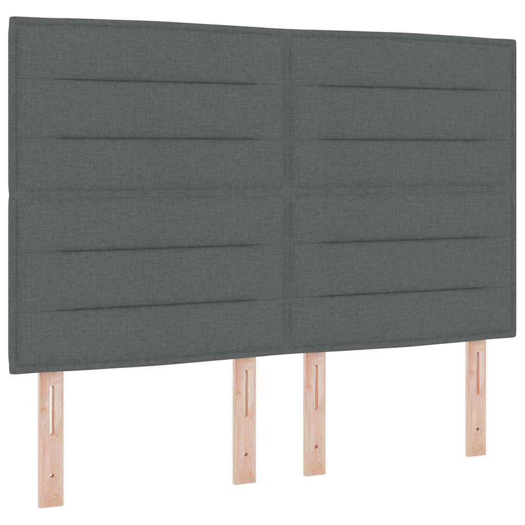 Bed Frame with Headboard Dark Grey 152 x 203 cm Fabric