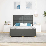 Bed Frame with Headboard Dark Grey 137 x 190 cm Fabric - Side View