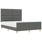Bed Frame with Headboard Dark Grey 137 x 190 cm Fabric