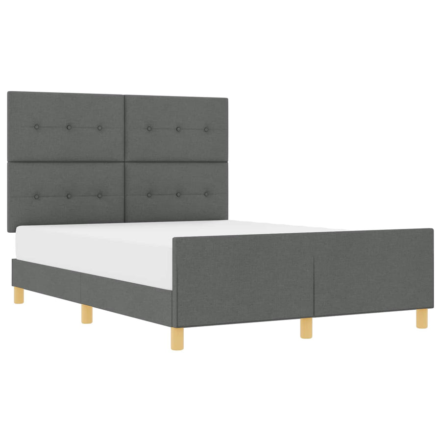 Bed Frame with Headboard Dark Grey 137 x 190 cm Fabric