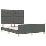 Bed Frame with Headboard Dark Grey 137 x 190 cm Fabric - 45-Degree Angle
