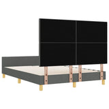 Bed Frame with Headboard Dark Grey 137 x 190 cm Fabric - Extra Image