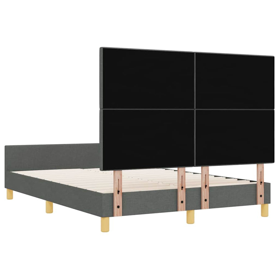 Bed Frame with Headboard Dark Grey 137 x 190 cm Fabric