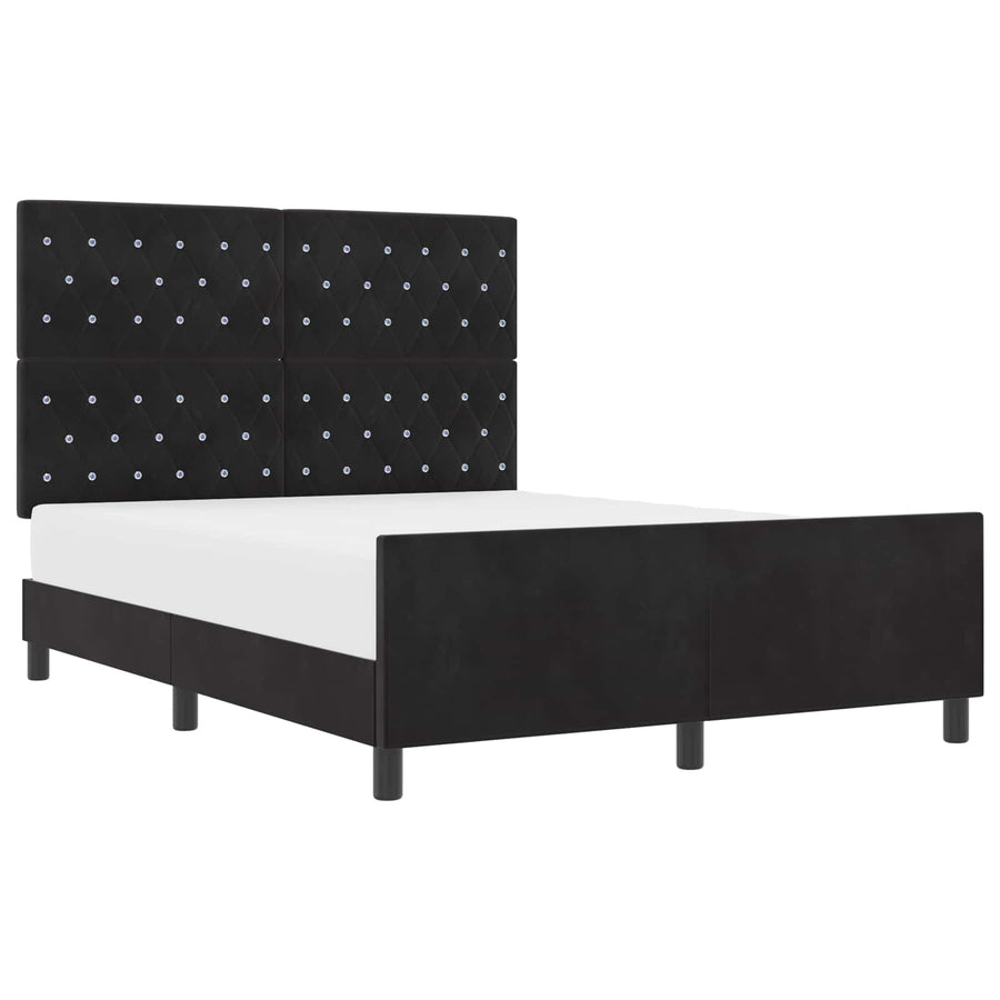 Bed Frame with Headboard Black 152 x 203 cm Velvet