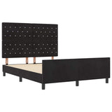 Bed Frame with Headboard Black 152 x 203 cm Velvet - 45-Degree Angle