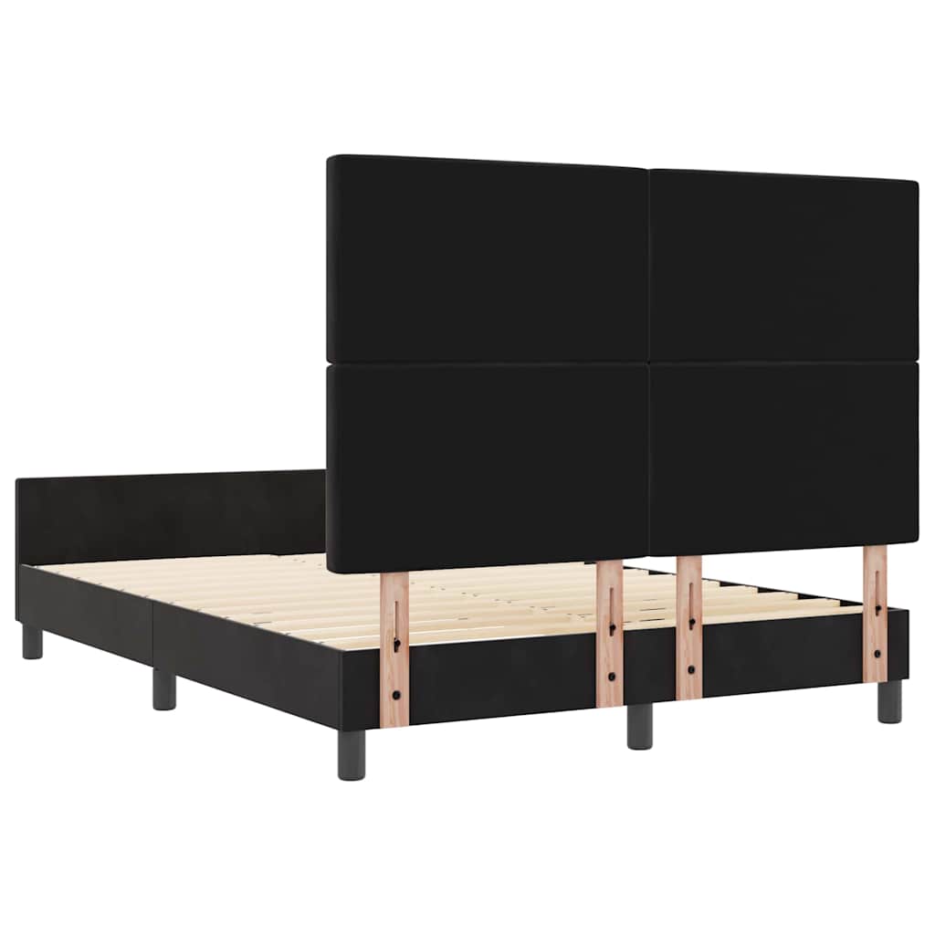 Bed Frame with Headboard Black 152 x 203 cm Velvet