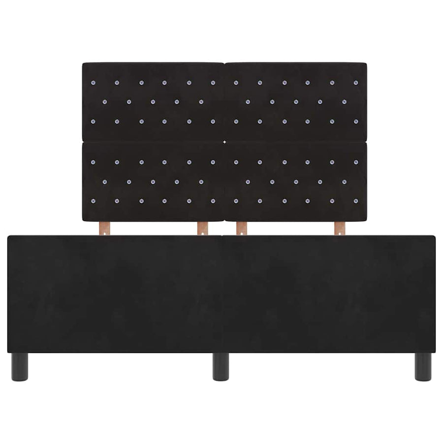 Bed Frame with Headboard Black 152 x 203 cm Velvet