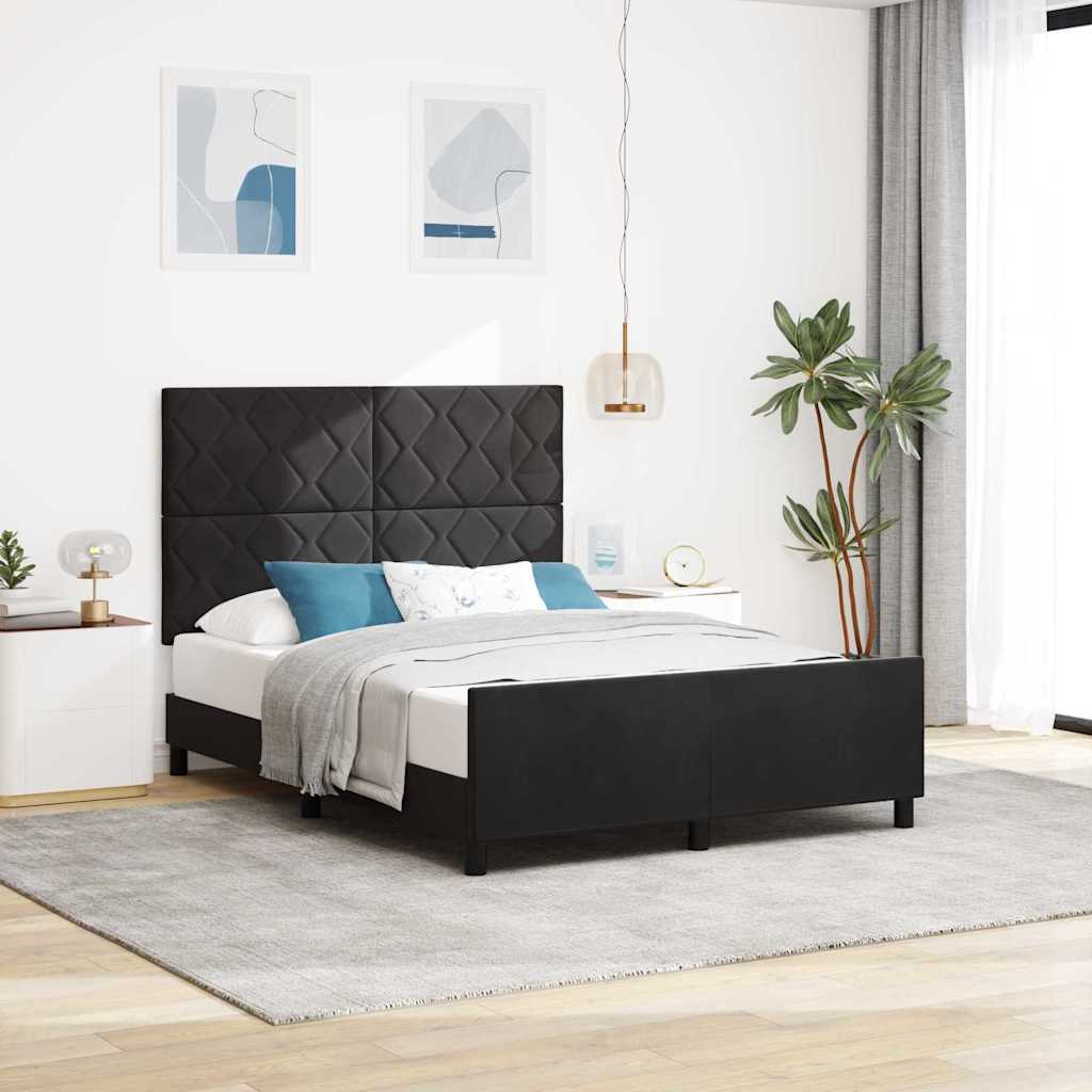Bed Frame with Headboard Black 137 x 190 cm Velvet