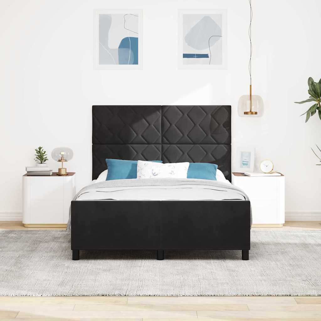 Bed Frame with Headboard Black 137 x 190 cm Velvet