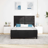 Bed Frame Black 135 x 190 cm Velvet - Top-Down View