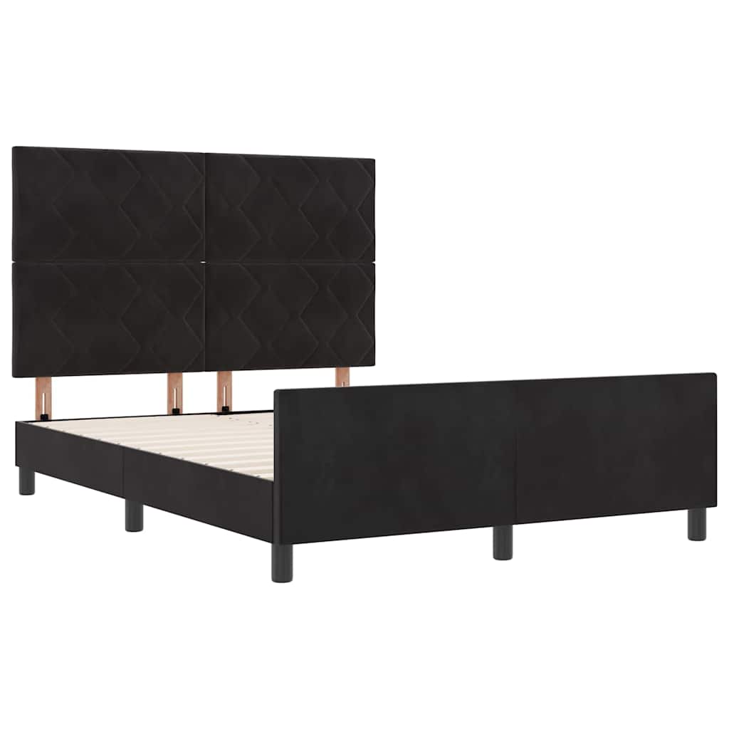 Bed Frame with Headboard Black 137 x 190 cm Velvet