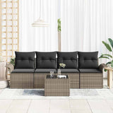 Garden Sofa Set with Cushion 5 pcs Grey Poly Rattan