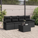 Garden Sofa Set with Cushion Manual 5 pcs Black 55 x 55 x 37 cm