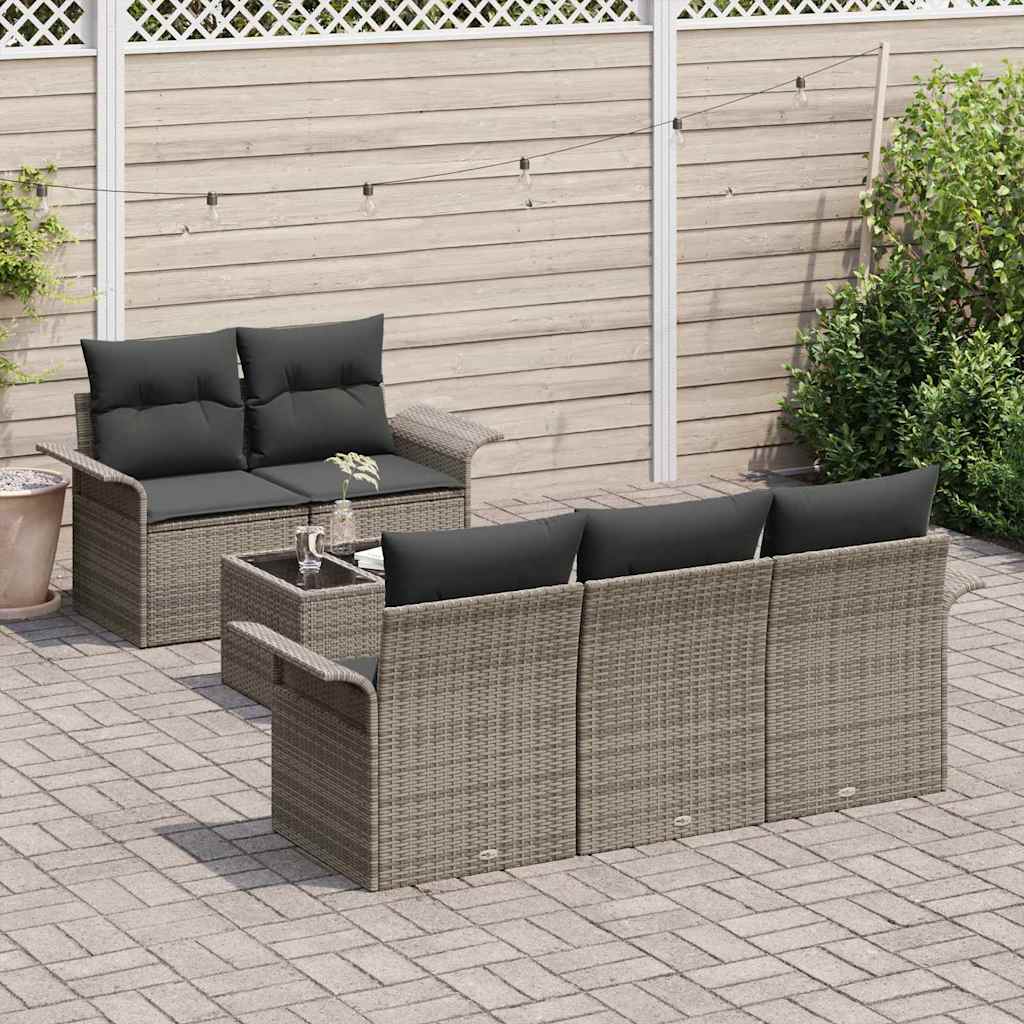 Garden Sofa Set with Cushion 6 pcs Grey 55 x 55 x 37 cm