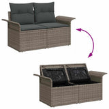Garden Sofa Set with Cushion 7 pcs Grey Poly Rattan