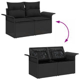 Garden Sofa Set with Cushion 7 pcs Black Poly Rattan