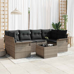 Garden Sofa Set 7 pcs 6-Seater Grey Poly Rattan