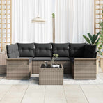Garden Sofa Set 7 pcs 6-Seater Grey Poly Rattan