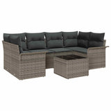 Garden Sofa Set 7 pcs 6-Seater Grey Poly Rattan