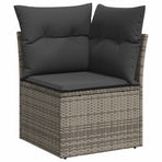 Garden Sofa Set 7 pcs 6-Seater Grey Poly Rattan