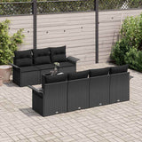 Garden Sofa Set with Cushion 8 pcs Black Poly Rattan