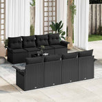 Garden Sofa Set 9 pcs 8-Seater Black Poly Rattan