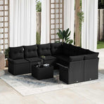 Garden Sofa Set 9 pcs Black Poly Rattan