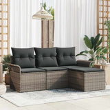 Garden Sofa Set 4 pcs Grey Poly Rattan