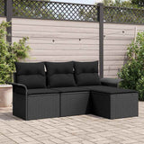 Garden Sofa Set 4 pcs Black Poly Rattan
