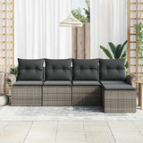 Garden Sofa Set 5 pcs Grey Poly Rattan - Side View